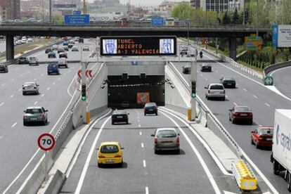 El túnel que une la M-30 con la autovía de Valencia.