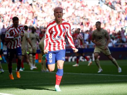 Antoine Griezmann celebra un gol en LaLiga.