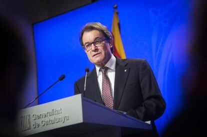 Artur Mas, durant la compareixen&ccedil;a d&#039;avui.