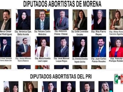 La publicación en redes realizada por la Iglesia de Culiacán con las fotos de los diputados que apoyaron el aborto libre.