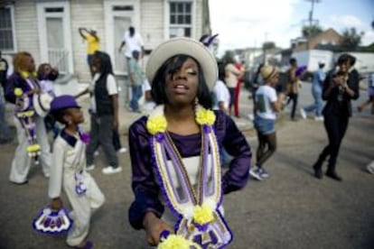 Um desfile ‘Second Line’ no bairro de Treme.