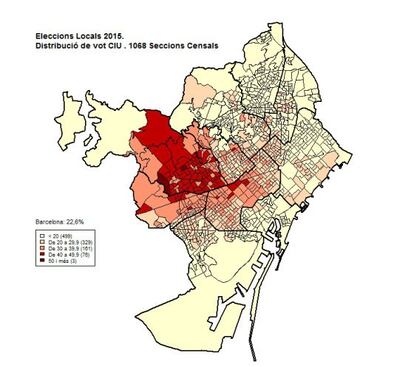 Distribució del vot de CiU.