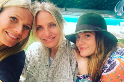 Gwyneth Paltrow, Cameron Diaz y Drew Barrymore, en una imagen publicada recientemente en redes.