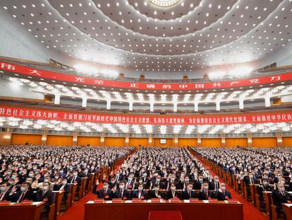 Cientos de delegados en una reunión preparatoria del Congreso del Partido Comunista Chino.