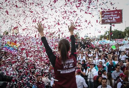 Claudia Sheinbaum durante un mitin en Pachuca (Hidalgo), el 14 de enero.