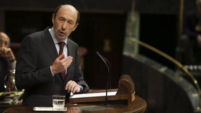 Alfredo Pérez Rubalcaba, durante una sesión del Congreso.