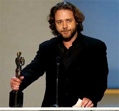 Russell Crowe, tras recoger su premio.