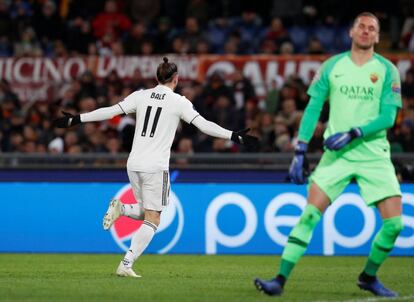 El jugador del Real Madrid, Gareth Bale, celebra el primer gol del partido.