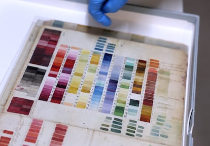 Tabla de colores de Tadeo Haenke, una de las piezas más valiosas que alberga el archivo histórico del Real Jardín Botánico.