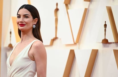 A modelo Lily Aldridge, com vestido Ralph Lauren no Oscar.