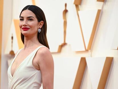 A modelo Lily Aldridge, com vestido Ralph Lauren no Oscar.