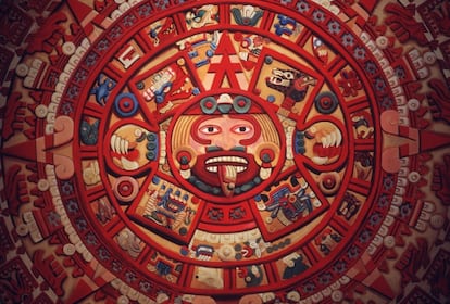 The Aztec calendar.