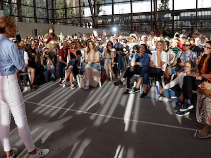 Yolanda Díaz, este viernes en el acto organizado en Bilbao.