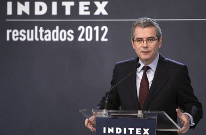 El presidente de Inditex, Pablo Isla, durante la presentacin de los resultados de 2012.