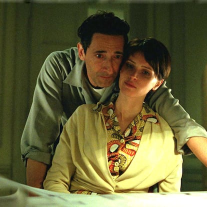 Adrien Brody and Felicity Jones, in an image from Brady Corbet's 'The Brutalist.'