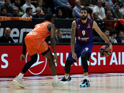 Ricky Rubio, durante el partido de la Euroliga.