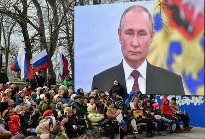 An event to mark the ninth anniversary of Russia's annexation of Crimea in Sevastopol, Crimea, 18 March 2023.