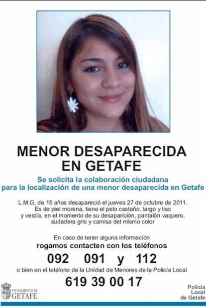 Imagen difundida por la familia de la menor desaparecida.