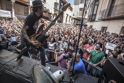 Actuación del grupo Sidonie en la última jornada de la vigésima edición del Festival Sonorama Ribera, hoy en Aranda de Duero. 