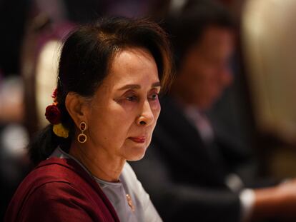 La líder depuesta de Myanmar, Aung San Suu Kyi, en una imagen de 2019.