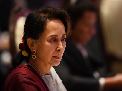 La líder depuesta de Myanmar, Aung San Suu Kyi, en una imagen de 2019.