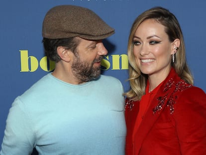 Jason Sudeikis y Olivia Wilde en la presentación de la película 'BookSmart' en Los Ángeles, EE UU, el 13 de mayo de 2019.