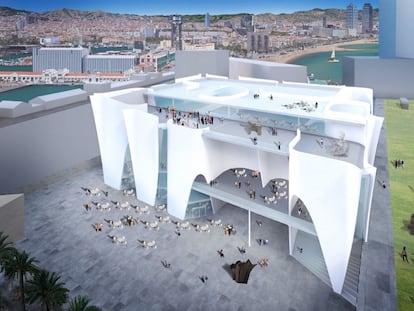 Imagen del edificio proyectado por el arquitecto Toyo Ito donde se ubicará el centro cultural del Hermitage en el puerto de Barcelona.