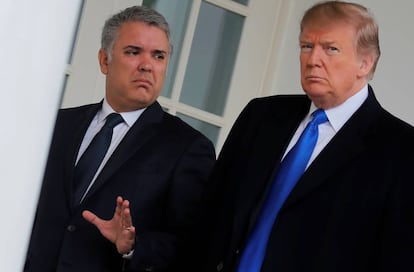 Iván Duque, presidente de Colombia, junto a su homólogo, Donald Trump.