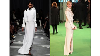 La colección de primavera de Givenchy en 2013 tuvo como punto de referencia la personalidad de la princesa intergaláctica. A la derecha, Cate Blanchett vistiendo uno de los diseños en una premiere.