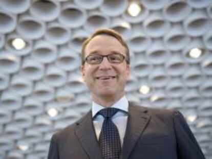 El presidente del Bundesbank, Jens Weidmann, a su llegada a la rueda de prensa para anunciar los resultados del banco central de Alemania en Fráncfort (Alemani) hoy.