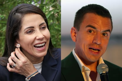 Luisa González y Daniel Noboa, candidatos a las elecciones en Ecuador.