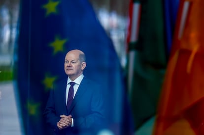 El canciller alemán, Olaf Scholz, durante un encuentro bilateral en Berlin.