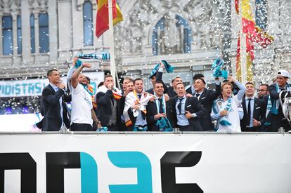 Los jugadores del Madrid, celebrando la decimotercera Champions, en 2018.