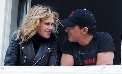 Melanie Griffith y Antonio Banderas en Málaga en marzo de 2013, en una de sus últimas apariciones como matrimonio.