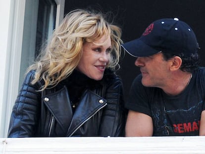 Melanie Griffith y Antonio Banderas en Málaga en marzo de 2013, en una de sus últimas apariciones como matrimonio.