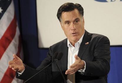 El candidato presidencial republicano Mitt Romney durante un acto electoral.