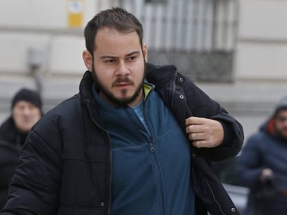 El rapero Pablo Hasel a su llegada al Tribunal Supremo.