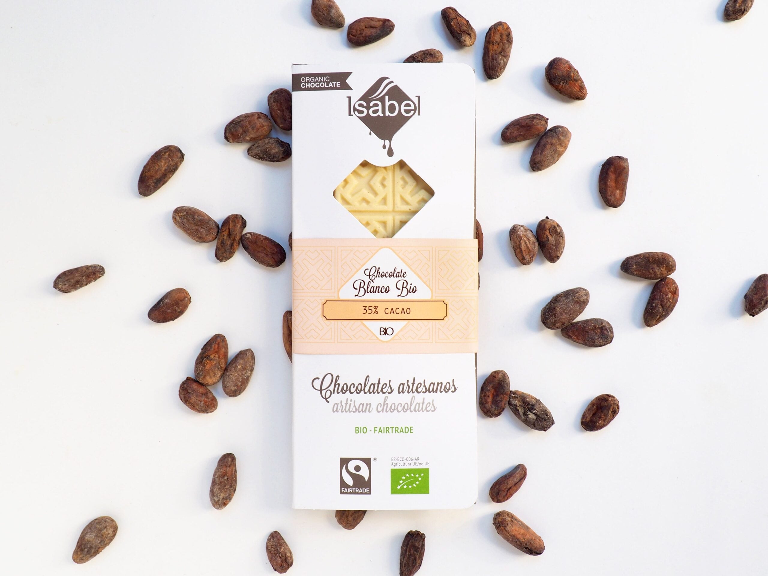 Tableta de chocolate blanco de Chocolates Isabel.