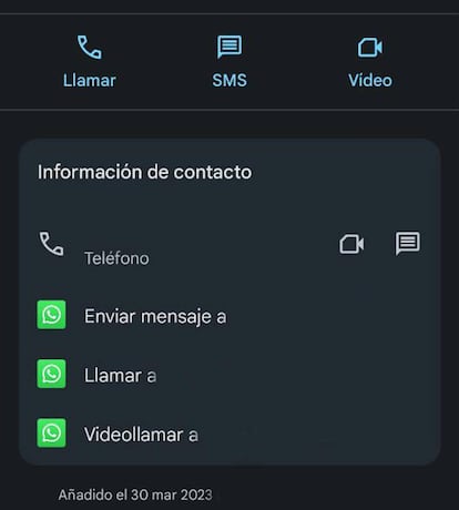 Contacto en Android con WhatsApp