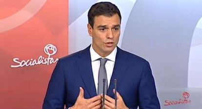 Pedro Sánchez, durante su comparecencia.