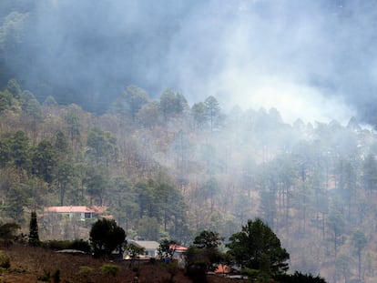 Un incendio forestal en el departamento de Francisco Morazán, Honduras, el 15 de abril de 2024.