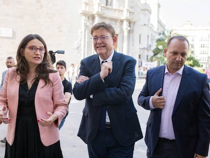 Mónica Oltra, Ximo Puig y Rubén Martínez Dalmau, en una imagen de archivo.