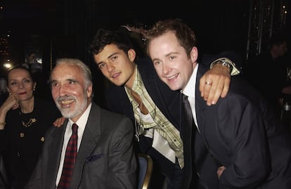 Christopher Lee, Orlando Bloom and Billy Boyd, part of the cast of 'The Lord of the Rings,' in 2002.
