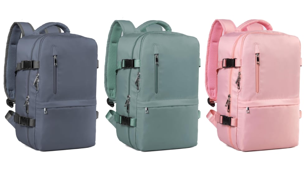 Esta mochila de avión está disponible en una variedad de colores.
