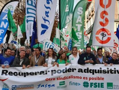 Un momento de la manifestación celebrada en Madrid el pasado 22 de octubre para reclamar la recuperación del poder adquisitivo de los trabajadores.