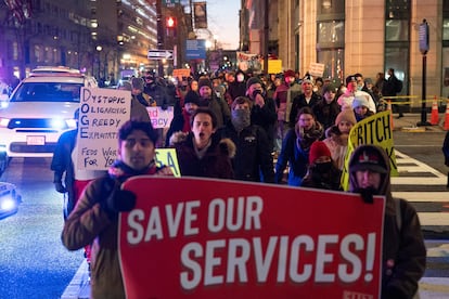 Manifestación contra Donald Trump, el 19 de febrero en Washington.