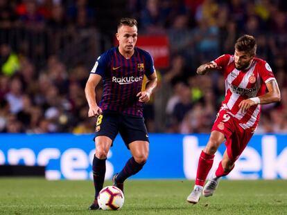 Arthur, en el último partido del Barcelona ante el Girona. 