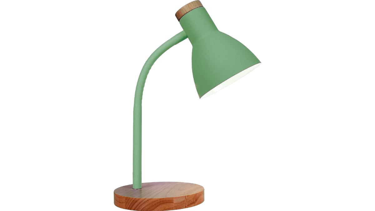 Flexo en color verde y madera. 