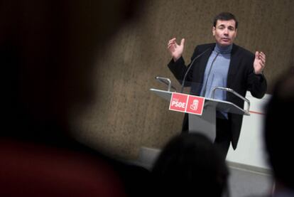 Tomás Gómez, durante su intervención de ayer en el Comité Regional del Partido Socialista de Madrid.