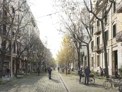 Proyecto 'Caminar desde el centro' ganador del rediseño de la calle de calle de Consell de Cent de Barcelona.